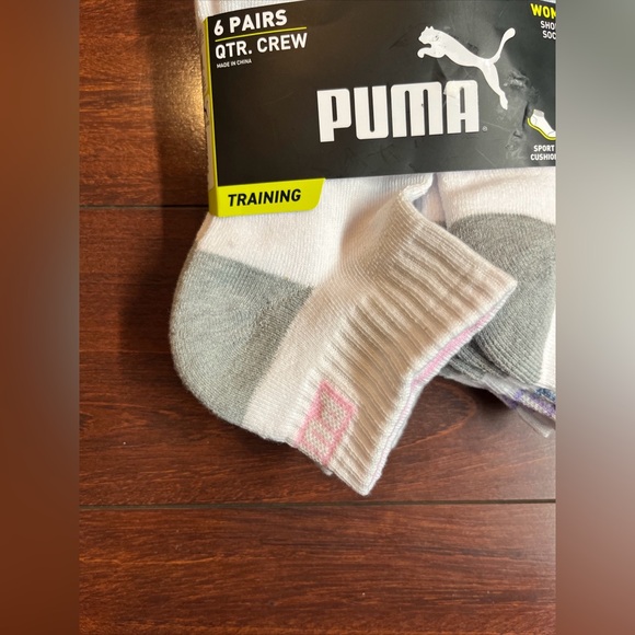 6-Pack Puma Quarter Crew Cushion Socks Womens Shoe Size 5-9.5 White Gray New - Picture 4 of 13